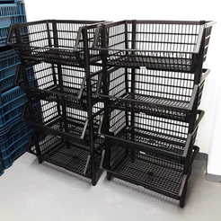 Kit 8 Cestos Organizador Grande Empilhavel Expositor Gondola Plástico Multiuso Reforçado Preto