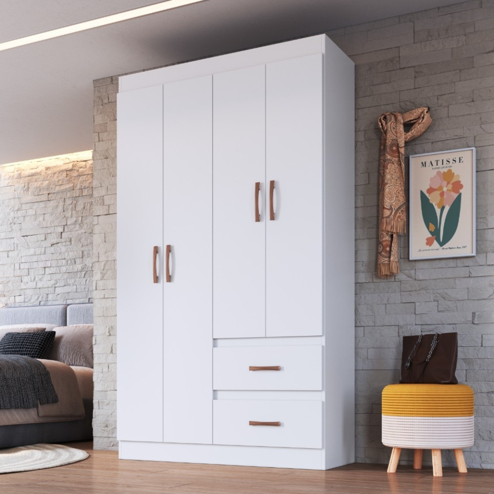 Guarda Roupa Solteiro Flex 4 Portas 2 Gavetas Dallas Doripel em Oferta na Shopee