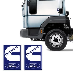 Par De Emblemas Cummins Ford Cargo Adesivo Resinado Caminhão