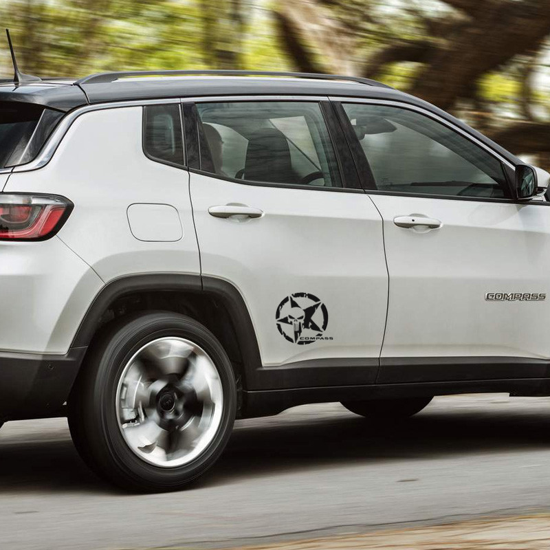 Adesivo Jeep Compass Caveira O Justiceiro Estrela Preto — imagem 2 de 2