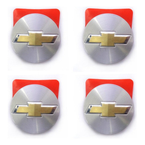 Emblema Adesivo 3m Tampa Centro Roda Gm 55 Mm Prata Dourado