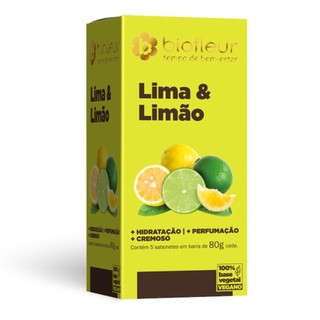 Sabonete Vegano Biofleur Lima e Limão 5 Sabonetes De 80g em Oferta na Shopee