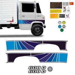 Kit Faixa Lateral Mercedes Benz 608 D + Emblemas Resinados