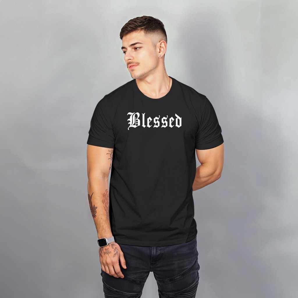 Camiseta Streetwear Blessed Estampada Camiseta Oversized 100% Algodão