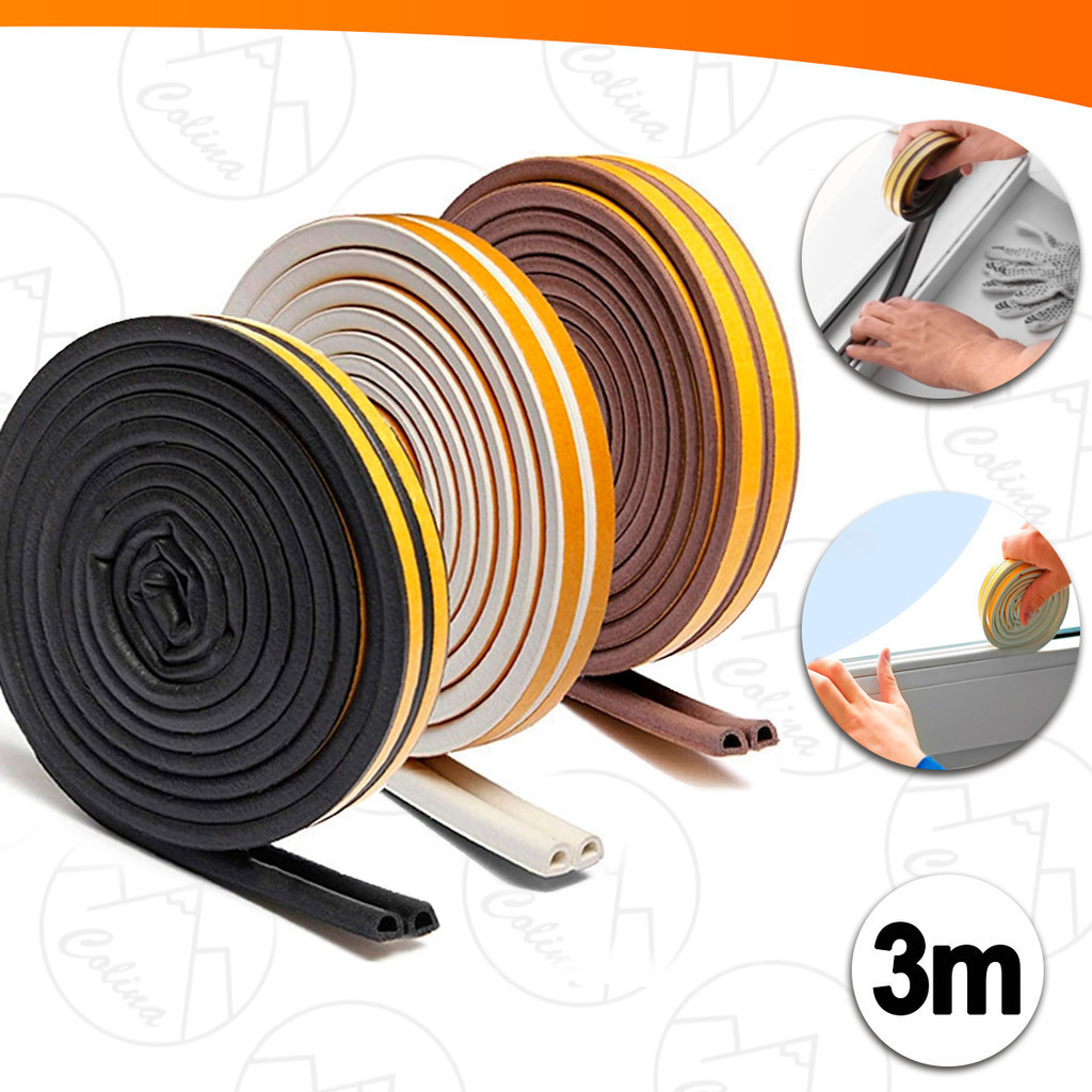 Fita Veda Frestas Borracha Protetor Portas Janelas Anti Ruídos Insetos 3 Metros x 20mm Kolling Sell em Oferta na Shopee