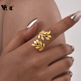 Anel De Abertura De Folha Vnox Para Mulheres , Dourado De Aço Inoxidável Não Manchado E Hipoalergênico Presente para ela