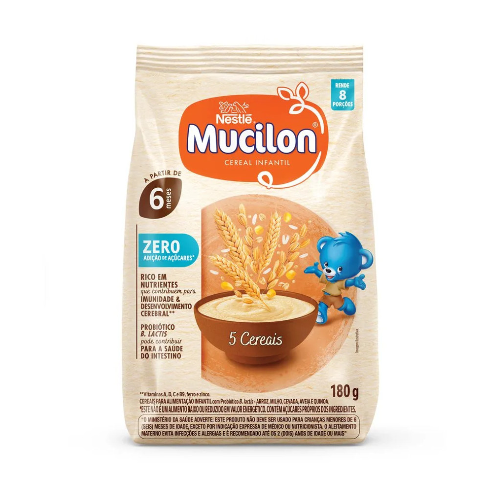 Cereal Infantil Mucilon 5 Cereais Zero Açúcares - 180g em Oferta na Shopee