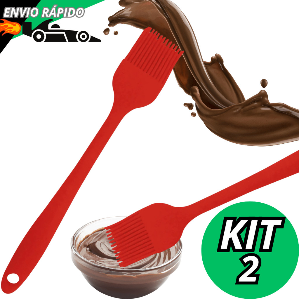 Kit Pincel de Silicone Utensílio Para Culinária Confeitaria Para Pincelar Untar Antiaderente