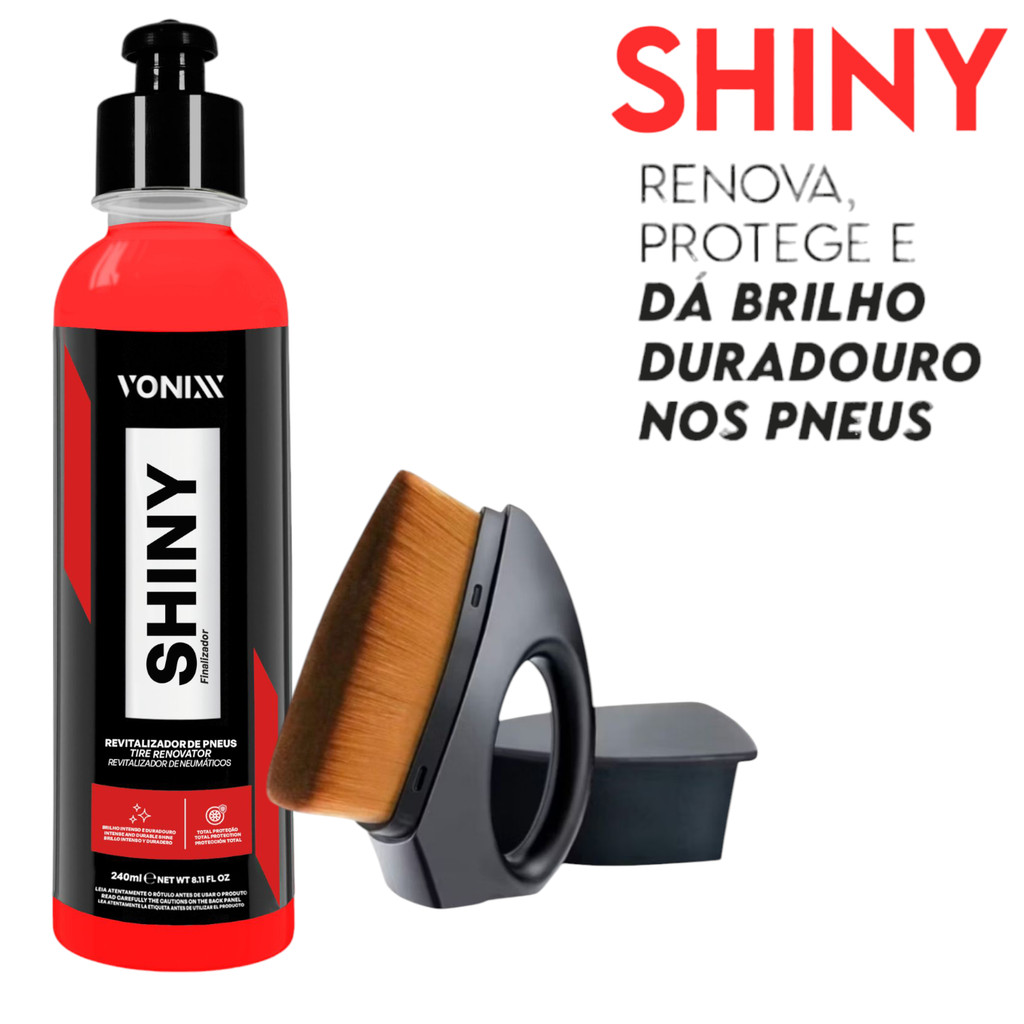 SHINY 240ML VONIXX PNEU PRETINHO COM APLICADOR SELANTE BRILHOSO E DURADOURO em Oferta na Shopee