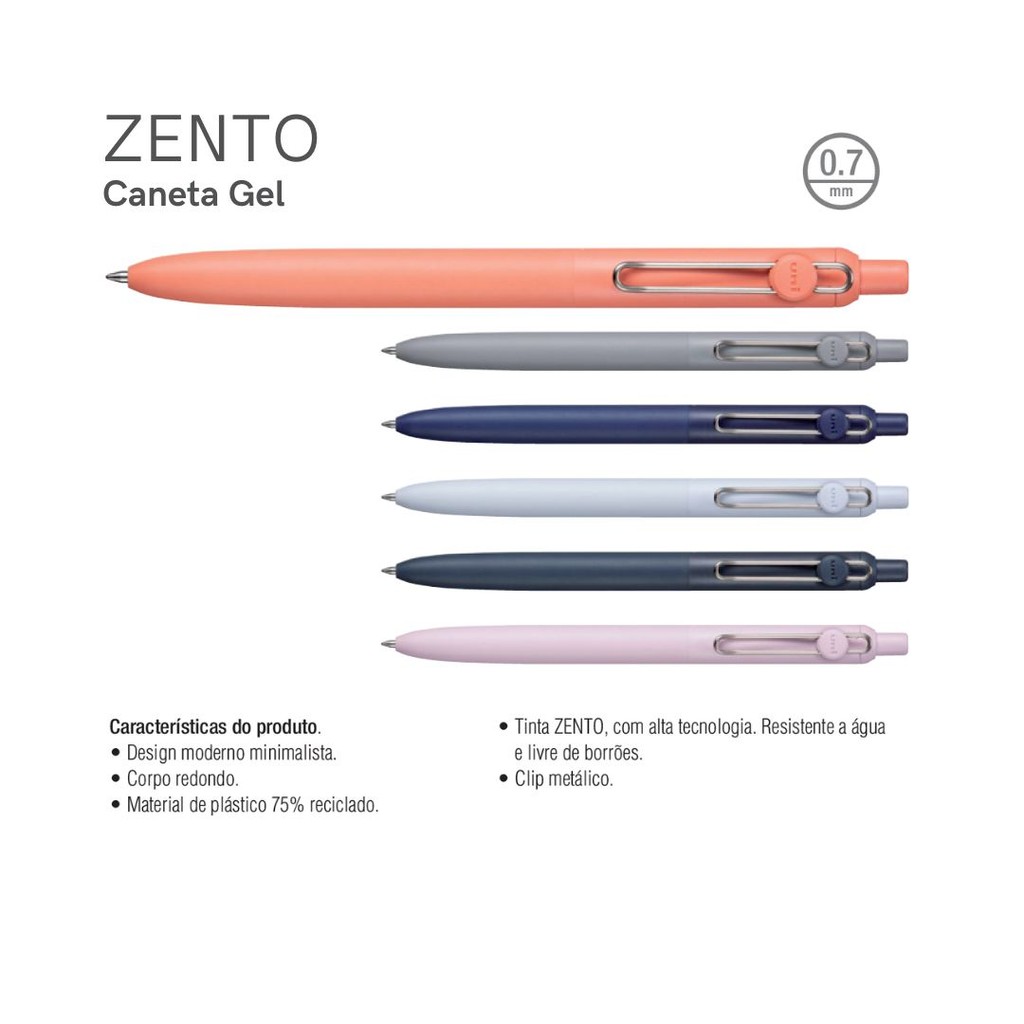 CANETA GEL ZENTO 0.7 MM UNI-BALL em Oferta na Shopee