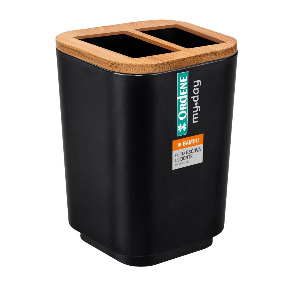 Porta Escova de Dente Plástico Preto Bambu My Day Ordene em Oferta na Shopee