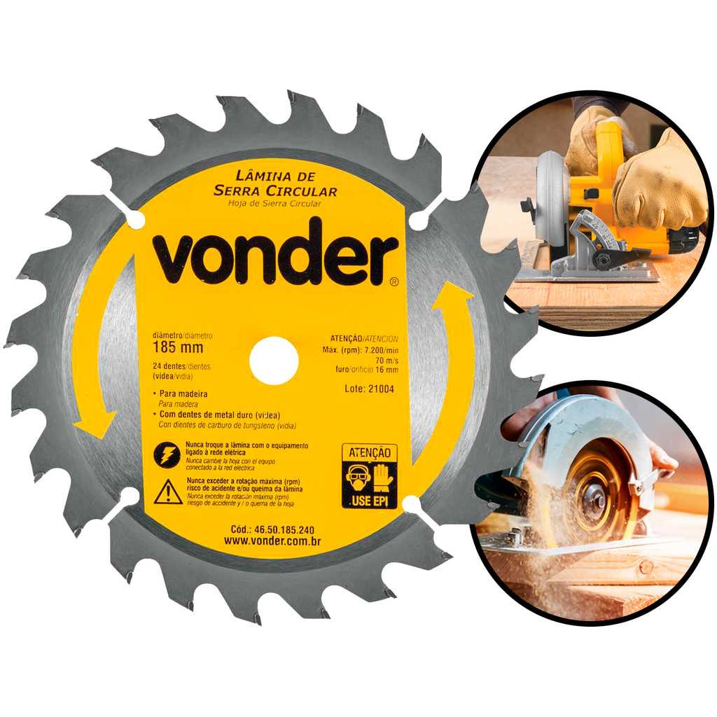 Disco De Serra Circular 24 Dentes Aço Vídea Lâmina Para Madeira Carpintaria Marcenaria 185mm Vonder	 em Oferta na Shopee