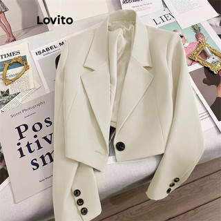Lovito Blazer Frontal Casual Com Botão Liso Para Mulheres LNL48196 em Oferta na Shopee