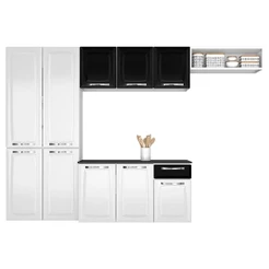 Cozinha Completa Itatiaia Amanda 2023 | 1 Gaveta, 10 Portas, Branco/Preto