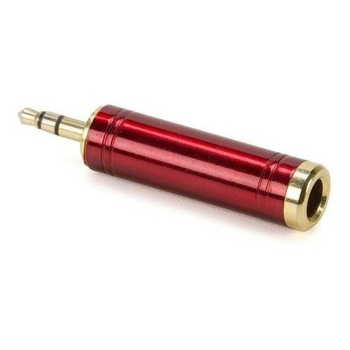 Plug Adaptador P10 P2 Estéreo Banhado a Ouro 18K Santo Angelo Vermelho Conector Fone