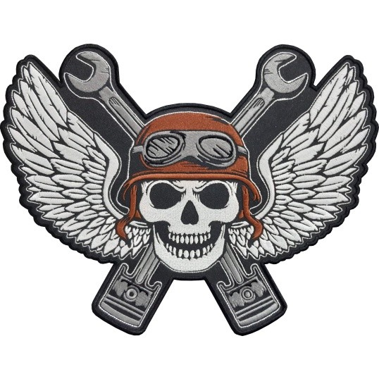 Patch Bordado Caveira Piloto Skull Kamikazi Branca 30x23 Cav1