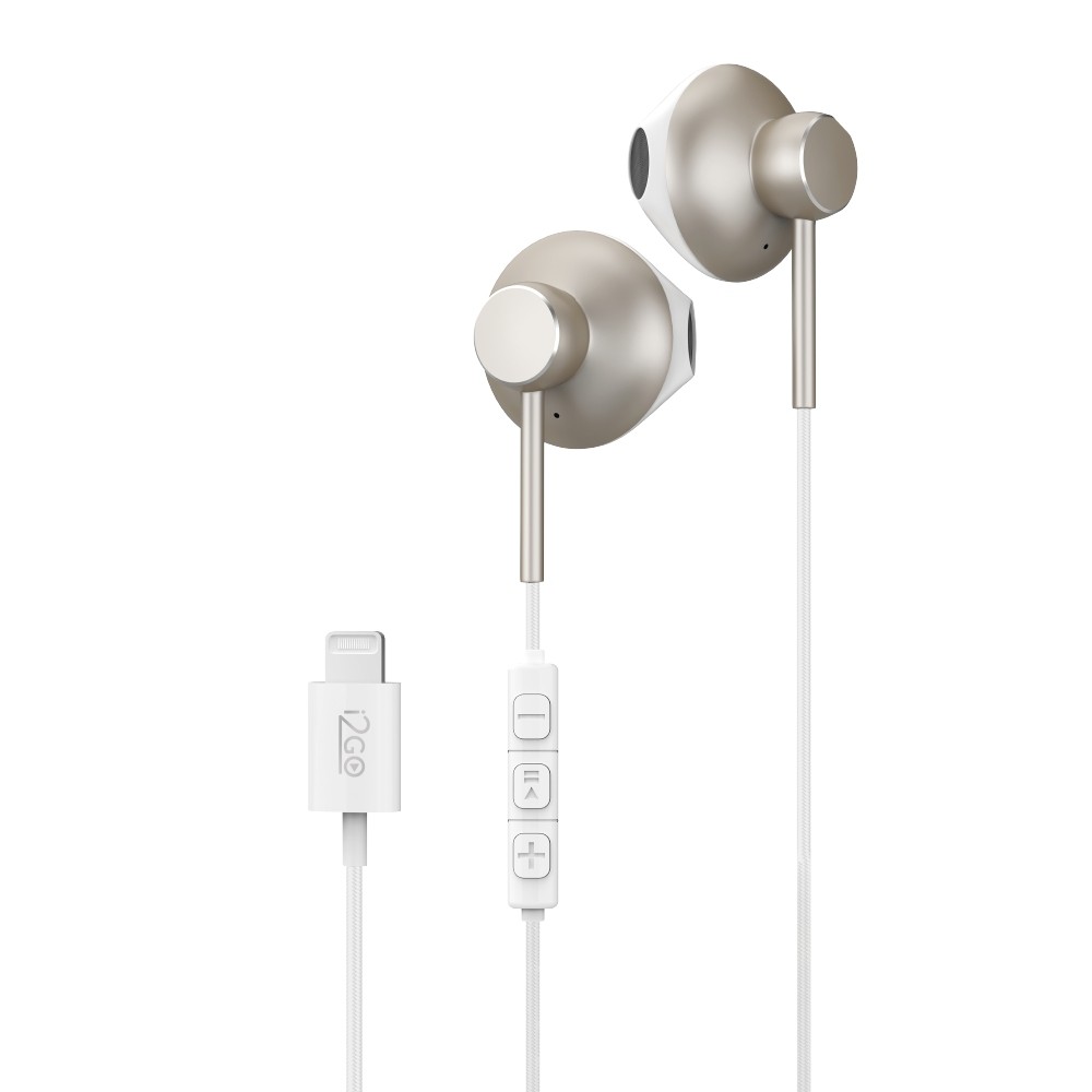 Fone de Ouvido Lightning i2GO Metal Active 1,2m Branco e Dourado em Oferta na Shopee