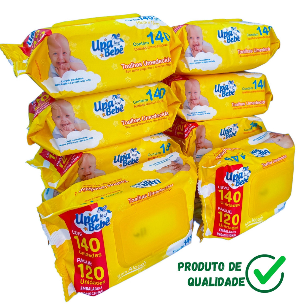 Kit 1400 Lenço umedecido Upa bebe Toalha umedecida (10 pacotes 140 cada) em Oferta na Shopee