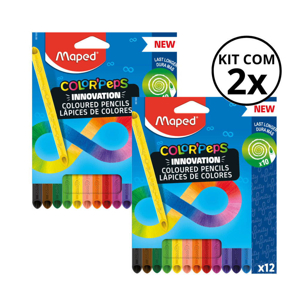 Kit Com 02 Lapìs de Cor Mágico Infinito Com Ponta Fina 12 Cores - MAPED em Oferta na Shopee