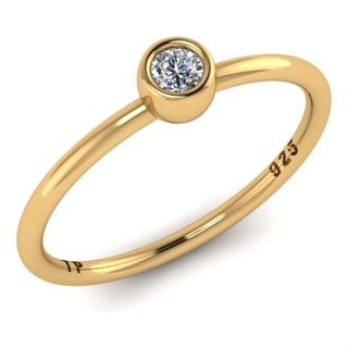 Anel Solitário Zircônia Redonda - Prata 925 Dourada Ouro 18k em Oferta na Shopee