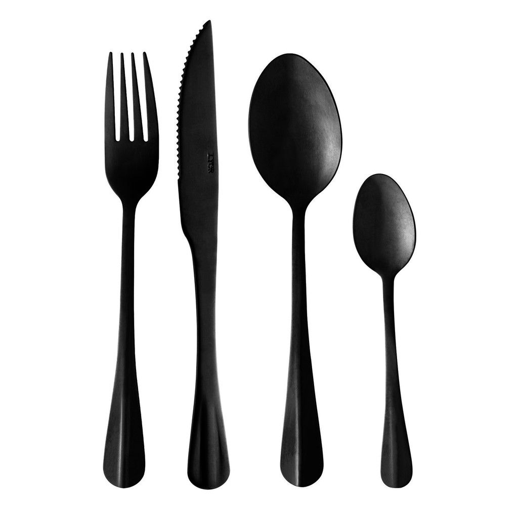 Faqueiro Jogo De Talheres 24 Peças De Aço Inox Positano Lyor Preto em Oferta na Shopee