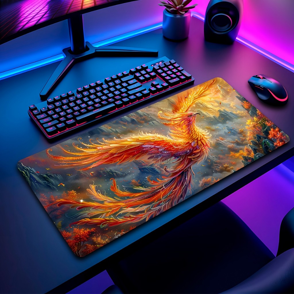 Mouse Pad Dragao Japones Gamer Antiderrapante Grande 70x35cm borda costurada