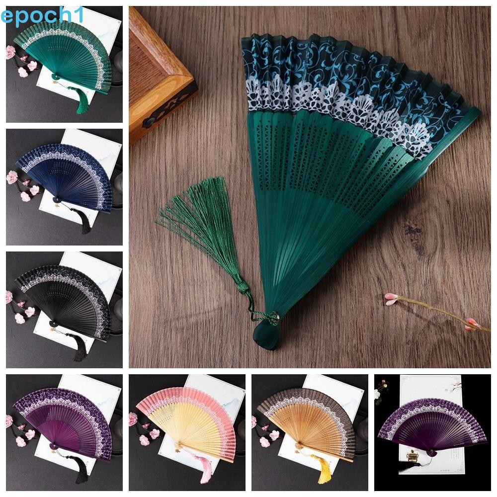 Ventilador Dobrável EPOCH1 , Leque De Dança De Pano De Seda , Elegante Com Borla , Mudança De Cor , Decoração De Casa De
