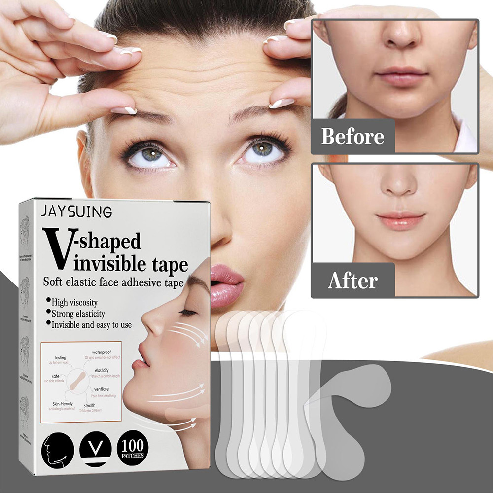 100Pcs Invisible V-Shaped Face lift Adesivos Transparentes À Prova D'água Linha De Fita Adesiva Facial Rugas Faciais Fla