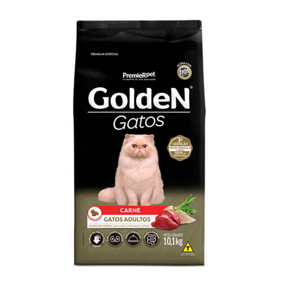 Ração Premier Golden para Gatos Adultos Carne 10,1kg - Pets