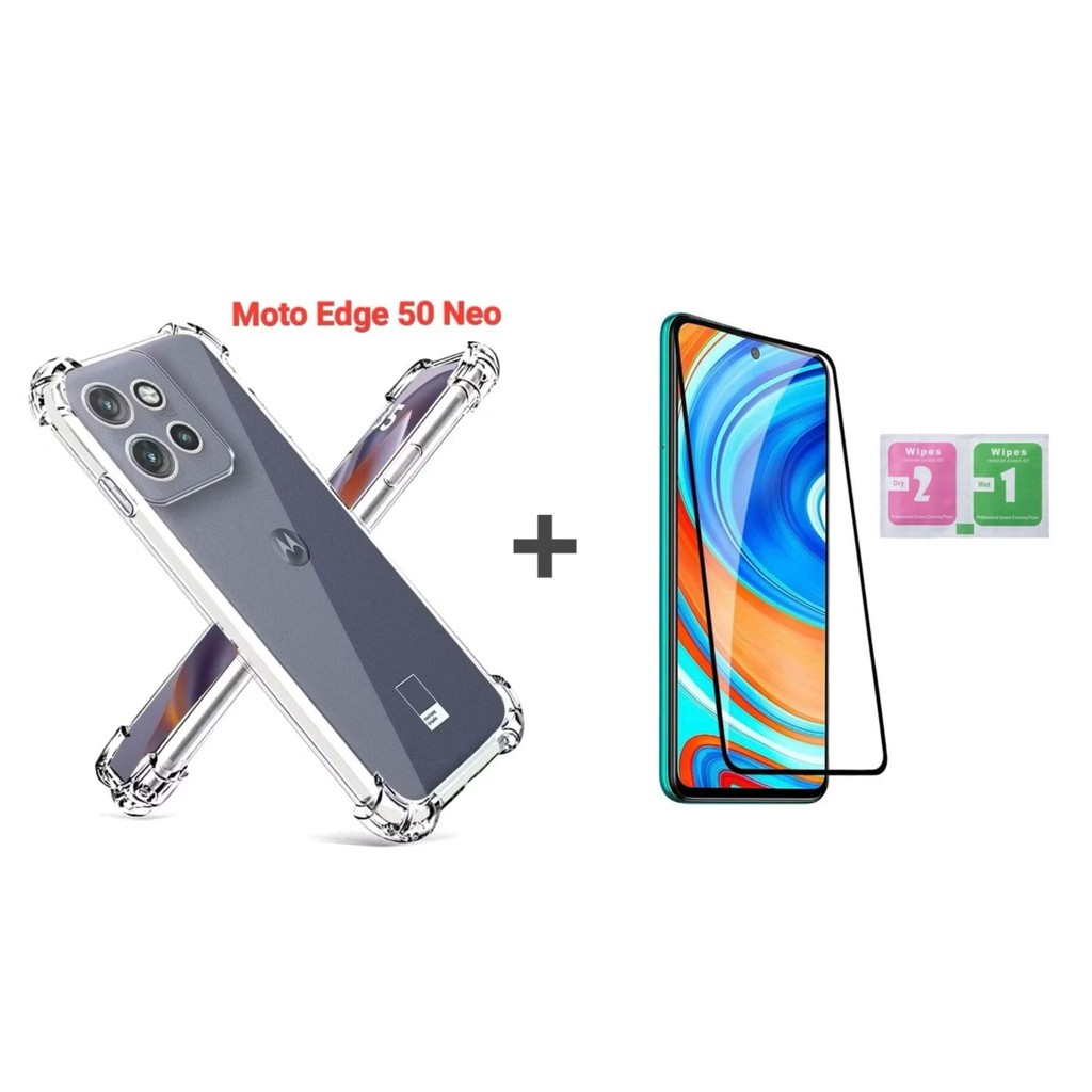 Capinha Para Motorola EDGE 50 NEO Anti Impacto Transparente + película Vrido 3D / 9D em Oferta na Shopee