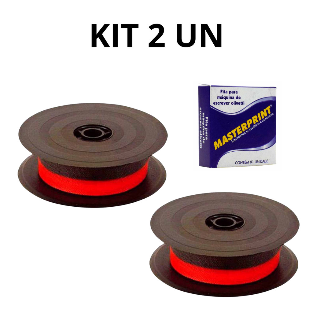 Kit 2 Un Fita Máquina de Escrever Olivetti Nylon PVF 40001 Masterprint em Oferta na Shopee