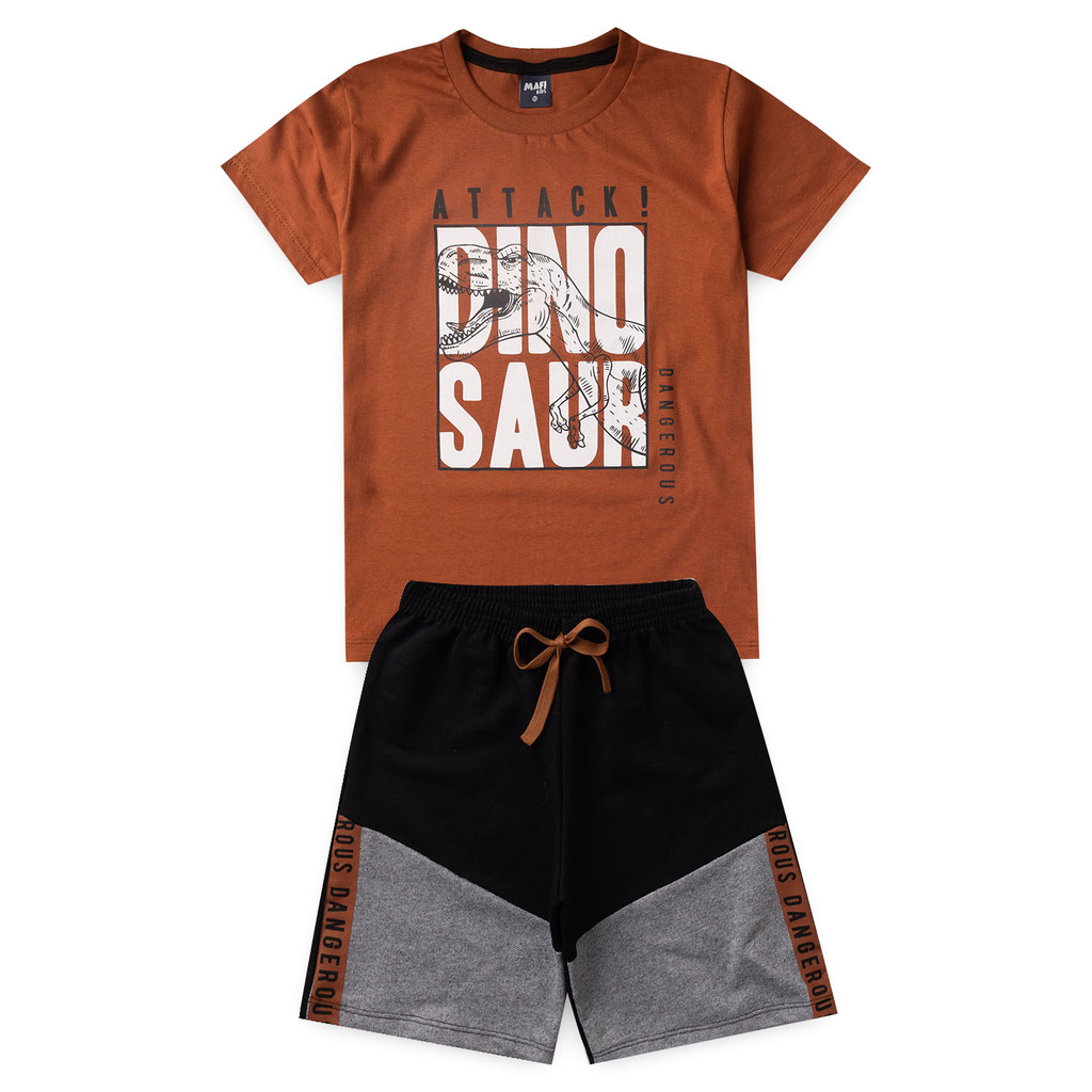 Conjunto Infantil Menino Verão Caramelo Attack Dino - Mafi Kids