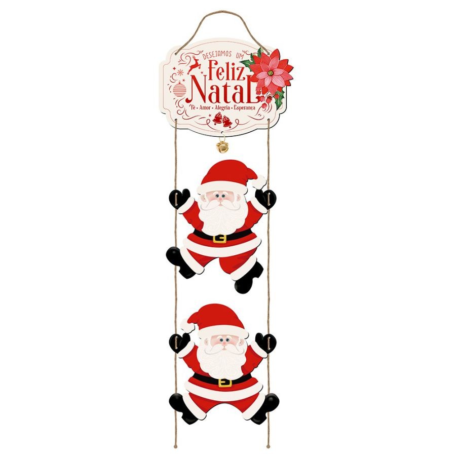Placa Decorativa ''Desejamos um Feliz Natal'' - 18,8x52cm - Ref. DHN-046 - 1 unidade - Litoarte - Rizzo - Home & Living