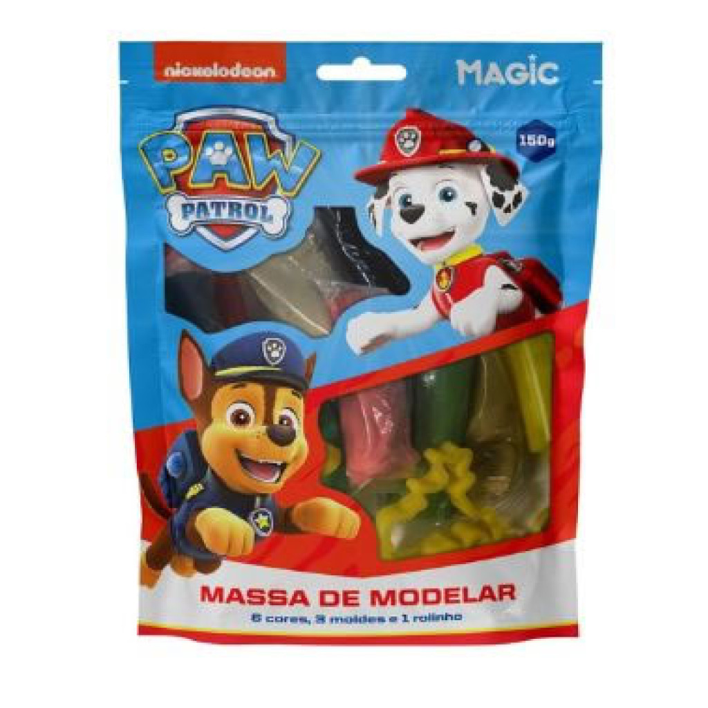 MASSA MODELAR 6 CORES 3 MOLDES 1 ROLINHO   PATRULHA CANINA MENINOS em Oferta na Shopee