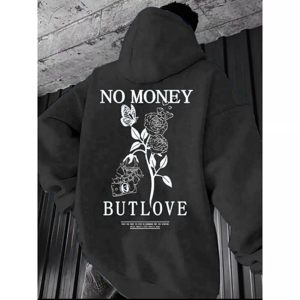 Moletom Canguru No Money But Love Capuz e Bolso Flanelado Unissex Masculino Feminino Blusa De Frio