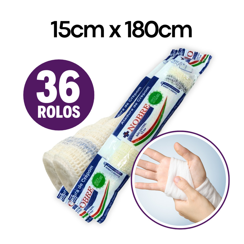 Atadura 15cm X 180cm Crepom 13 Fios Nobre 36 Unidades