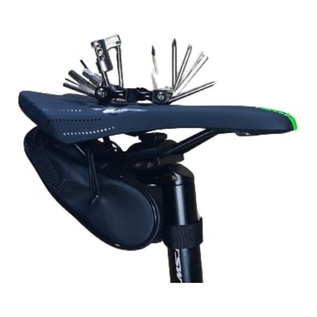 Bolsa De Selim Para Bike Com Refletor E Canivete 12 Funções