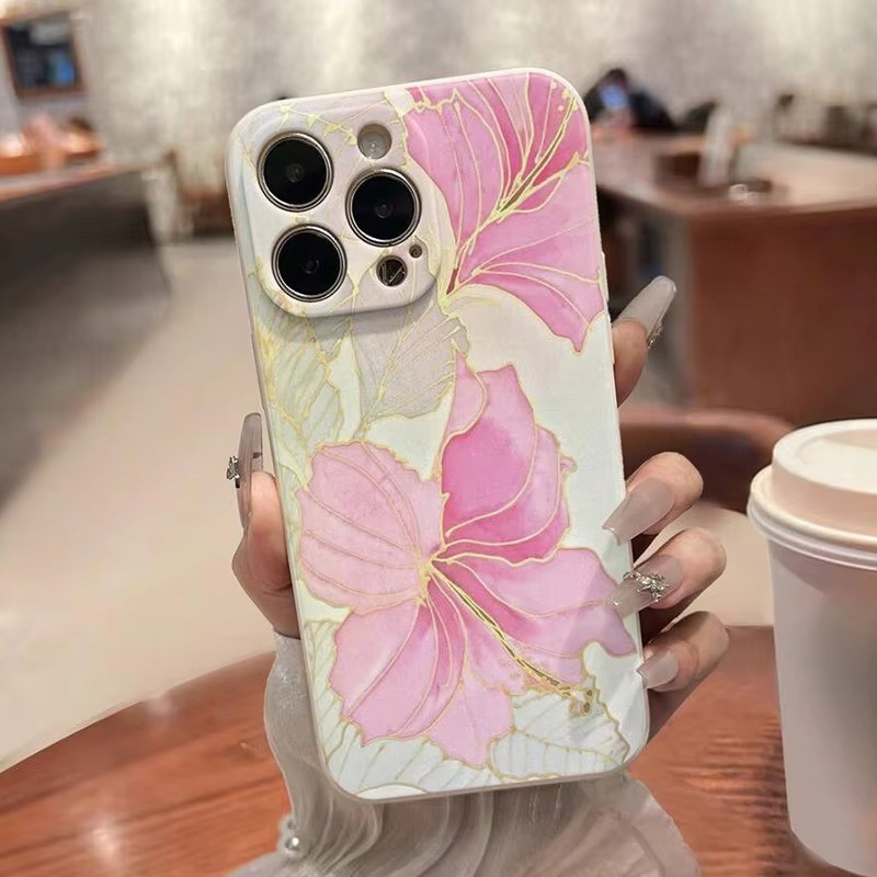 Capa De Telefone Para iPhone 11 12 13 14 15 16 Pro Max 16E XR X XS 7 8 SE2 Rosa Lírio Silicone Macio em Oferta na Shopee