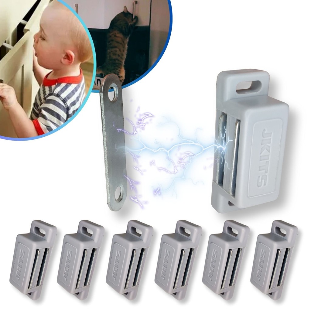 Kit 10 Trinco Porta de Armario Fecho Trava Magnetica Ima Moveis Cinza Guarda Roupa com Batente em Oferta na Shopee