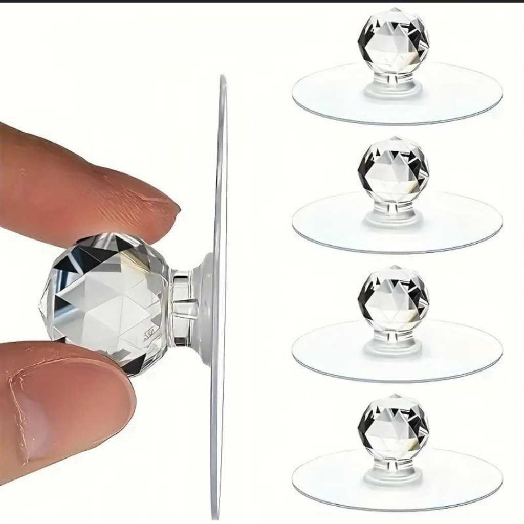 Kit 2 Pçs Puxador De Cristal Auto-Adesivos Para Tampa Sanitária Moveis Gaveta Sem Furos Em Forma De Acrílico