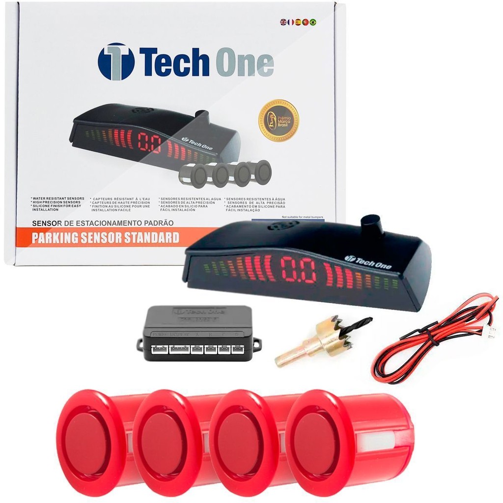 Sensor Estacionamento 4 Pontos Vermelho Display Led Sinal Sonoro em Oferta na Shopee
