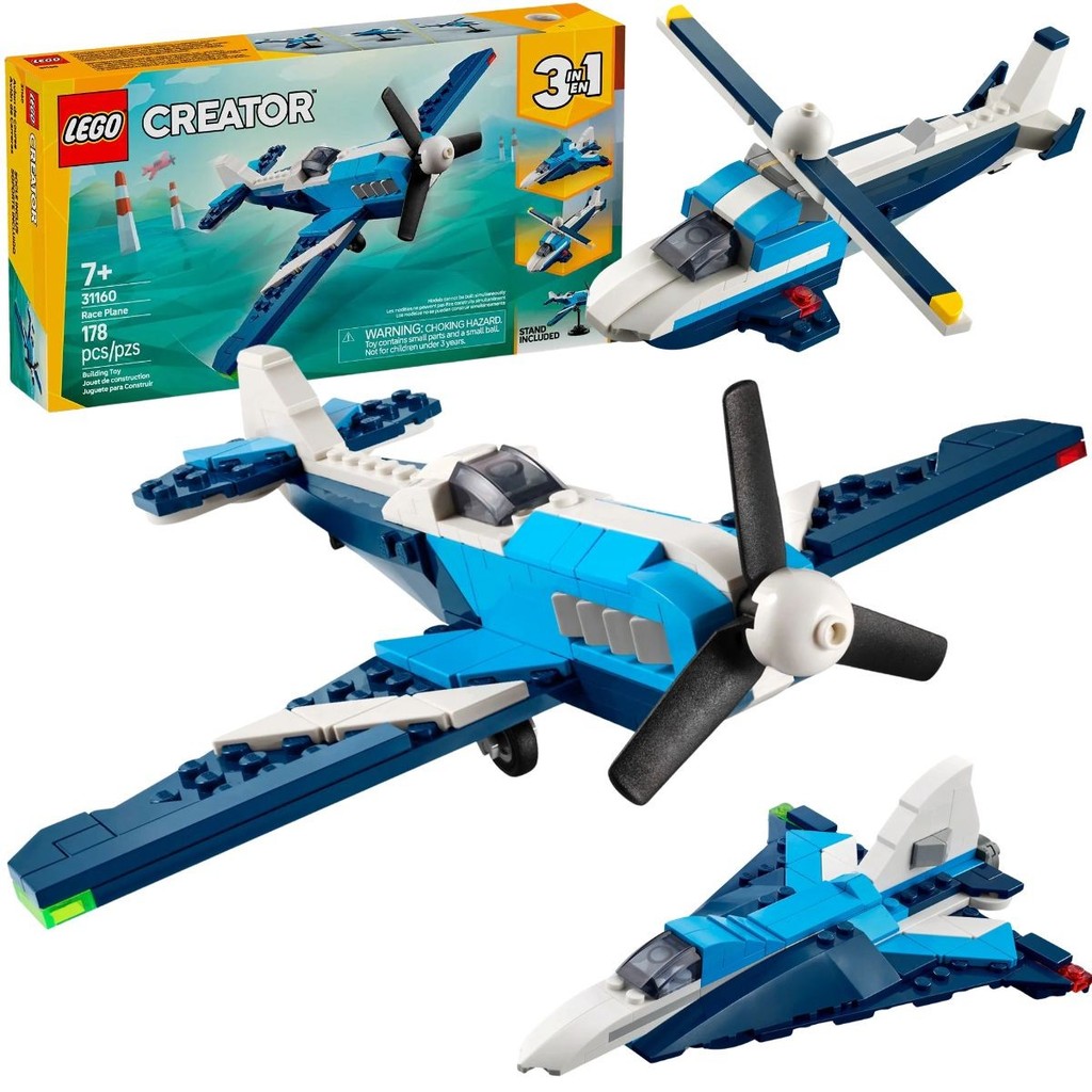 Lego Creator 3 em 1 Aeronave Avião de Corrida 178 Peças 31160