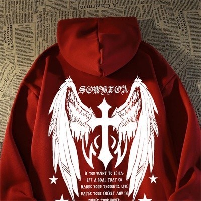 Casaco de frio suéter cruz anjo frente e costa Blusa de Frio Moletom Com Capuz Básico