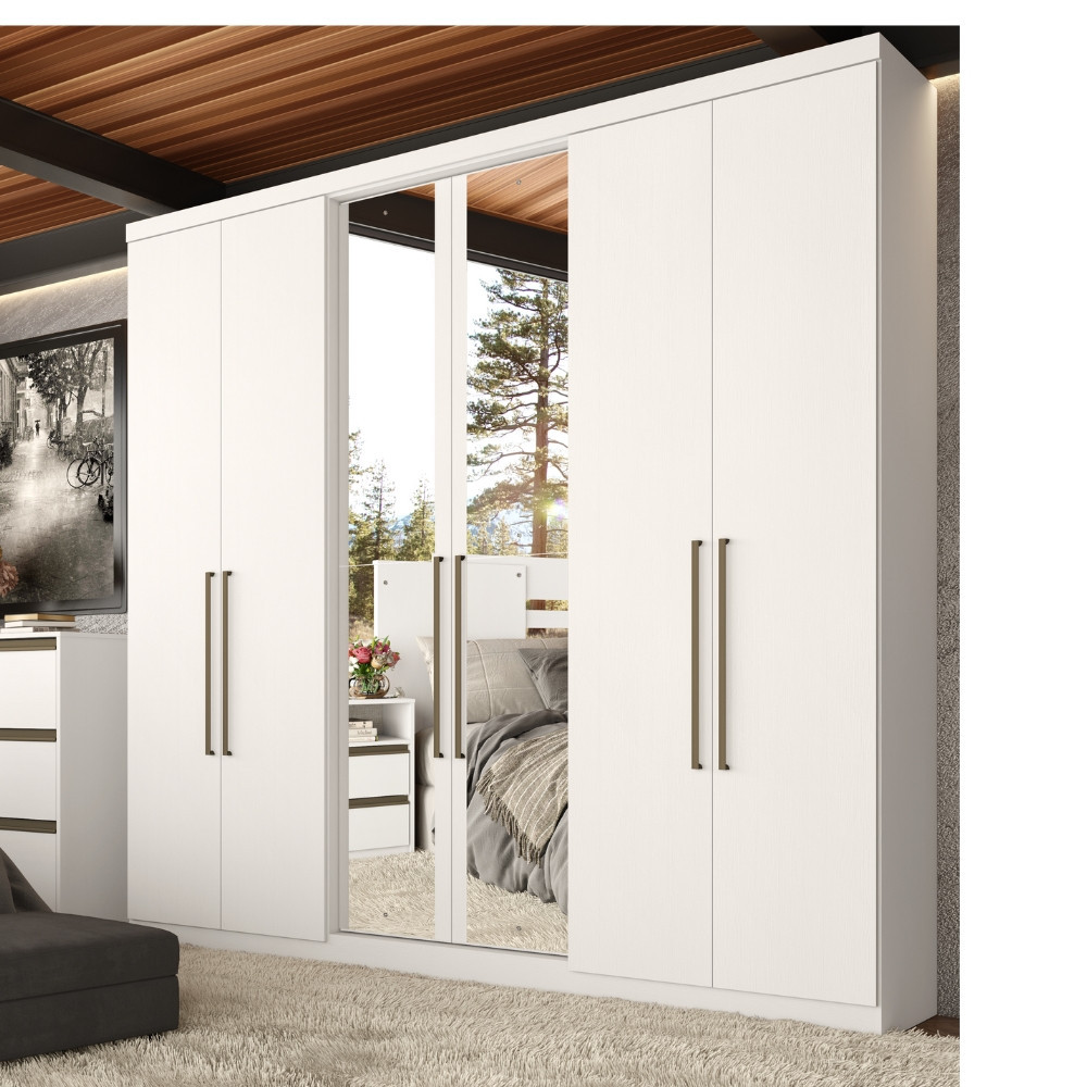 Guarda Roupa Casal com Espelho 6 Portas Presence Full Glass THB em Oferta na Shopee
