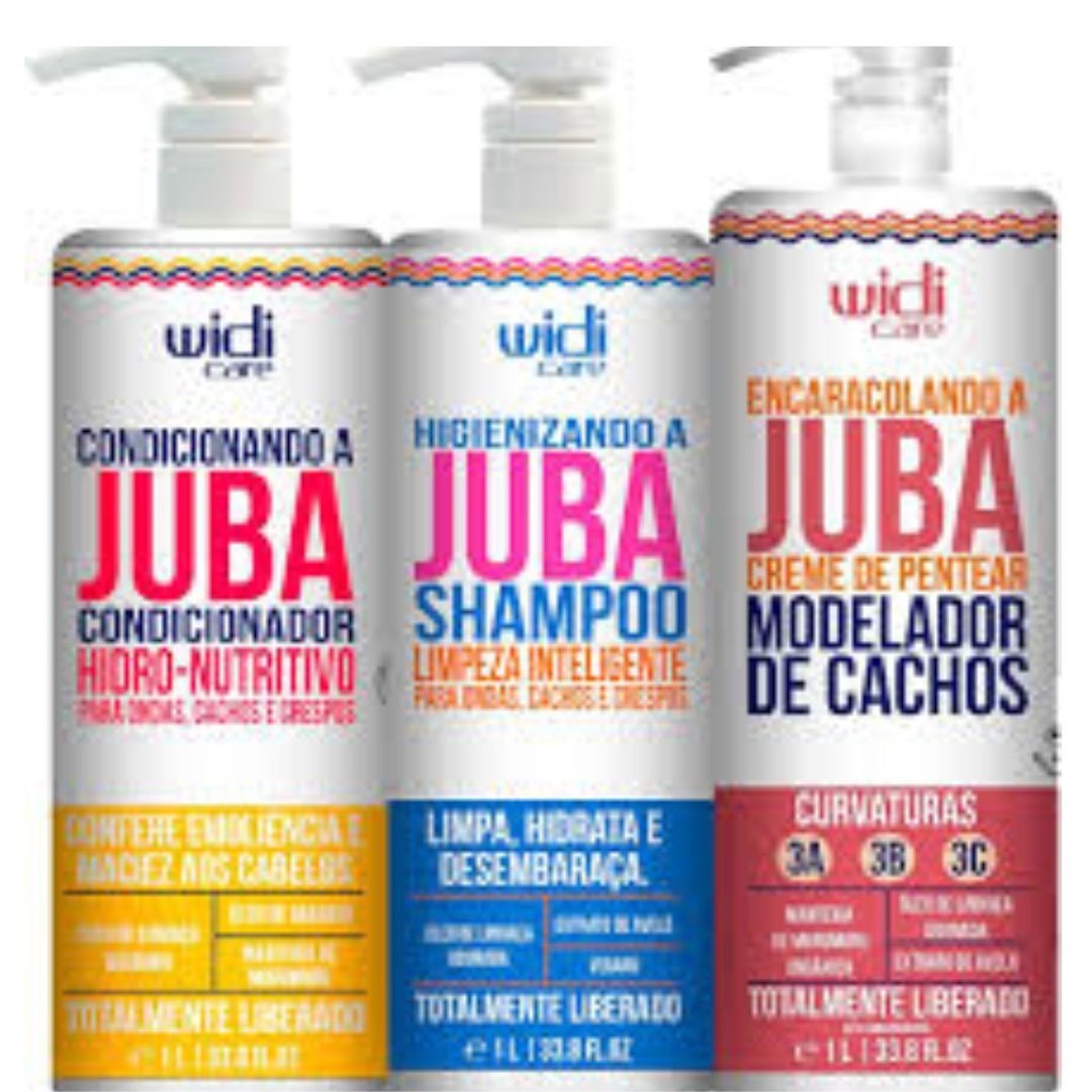 Detalhes do Kit Juba Completo Shampoo + Condicionador + Mascara + Geleia + Mousse   + Encaracolando Widi Care