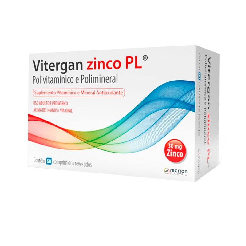 Suplemento Vitamínico e Mineral Vitergan Zinco PL 60 Comprimidos Revestidos - Health