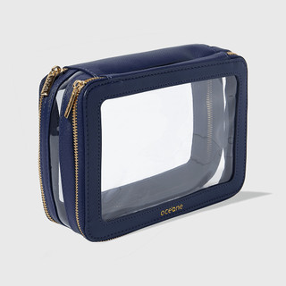 Nécessaire Azul Marinho com Transparência - Double Crystal Case em Oferta na Shopee