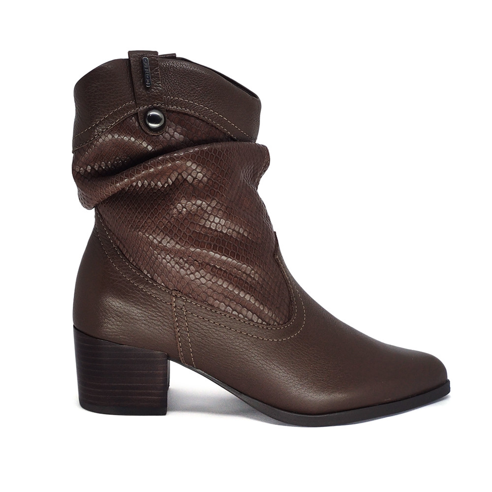Bota Bottero Cano Médio Couro Salto Baixo Enrugada 349302