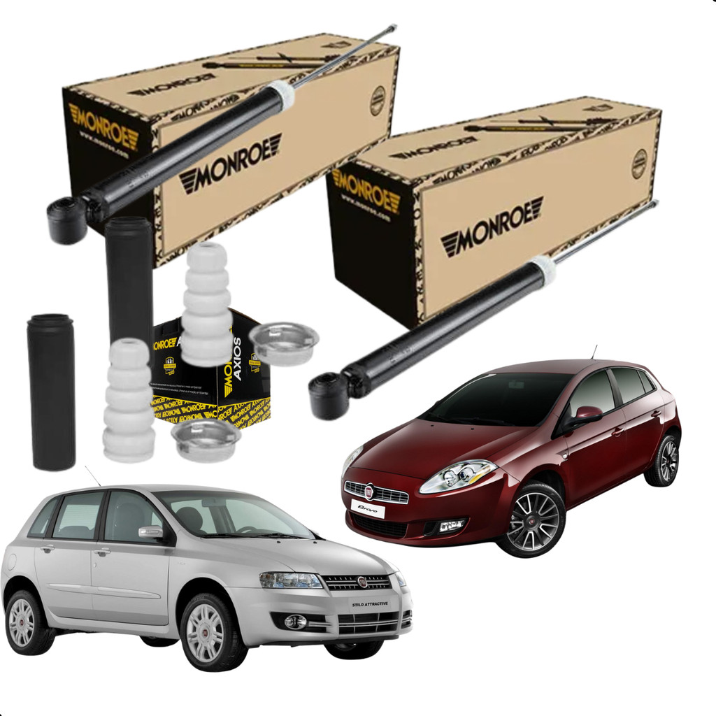 Par Amortecedor Traseiro Monroe Fiat Stilo Bravo+Kit Axios