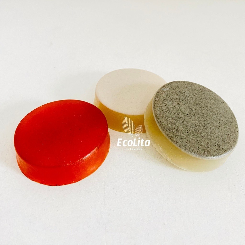 Kit 3 sabonetes mais vendidos Ecolita | Argila verde, branca e Cúrcuma.